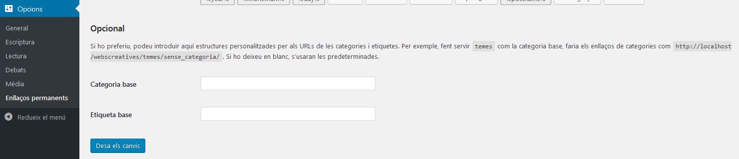 Canvi URL base de categories i etiquetes