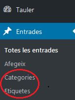 Accés a la gestió de les categories i etiquetes del WordPress des de l'administració