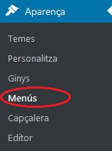 Editar menús des d'Aparença > Menús