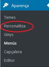 Menú Personalitzador WordPress - Customizer