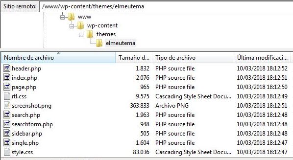 Llistat dels arxius de plantilla (template files) des de FileZilla